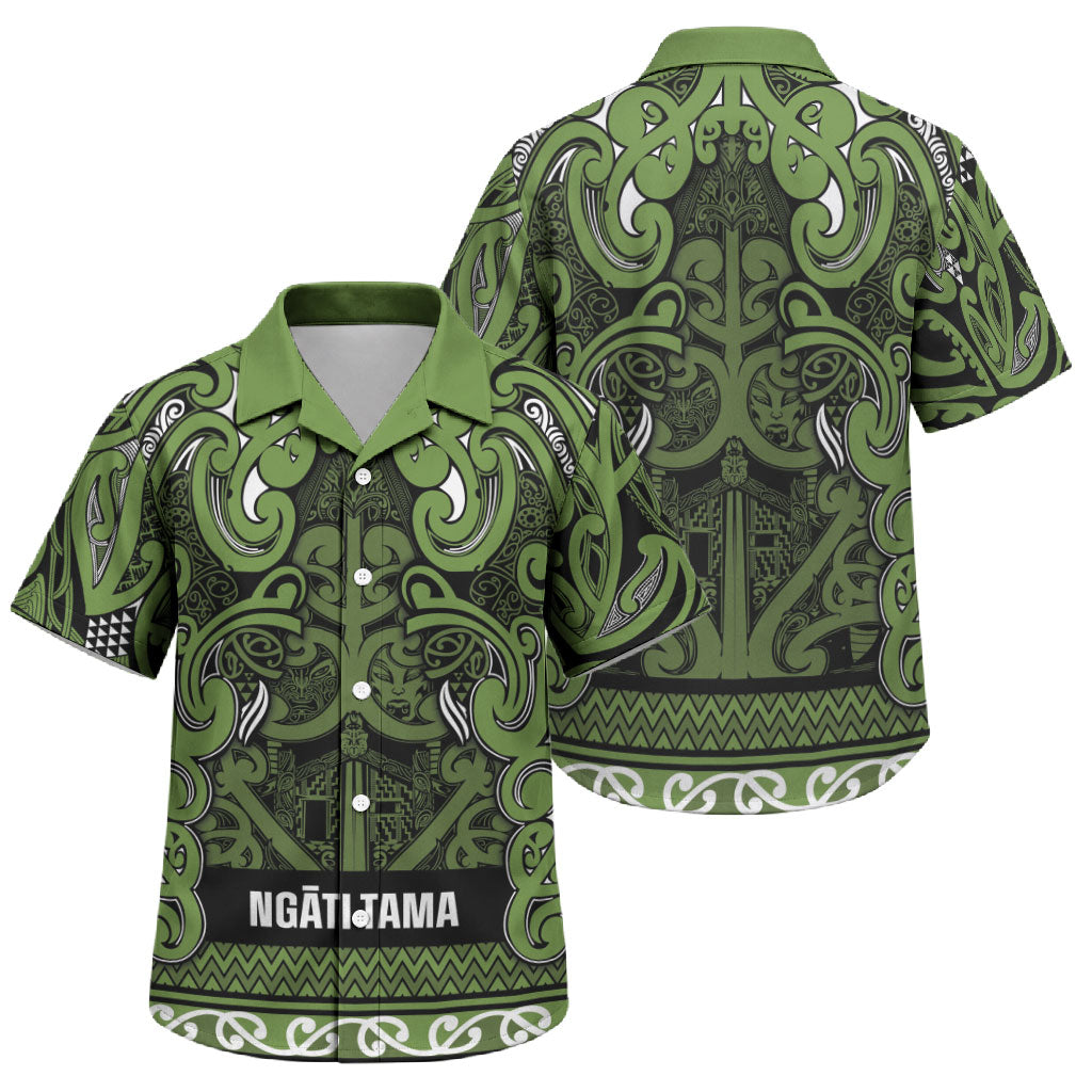 Aotearoa Iwi Ngāti Tama ki Taranaki Trust Family Matching Summer Maxi Dress and Hawaiian Shirt Maori Wharenui House Tribal Pattern LT9 Son's Shirt Lime - Polynesian Pride