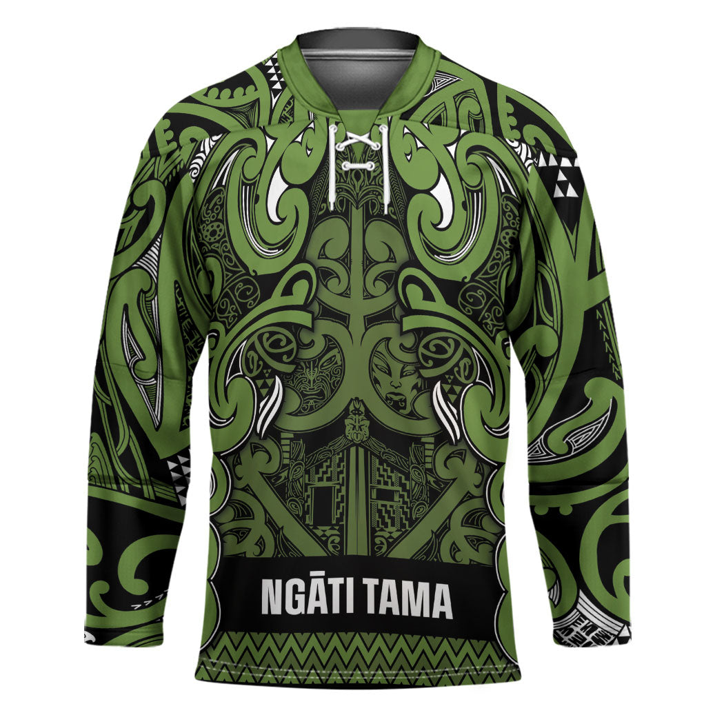 Aotearoa Iwi Ngāti Tama ki Taranaki Trust Hockey Jersey Maori Wharenui House Tribal Pattern LT9 Unisex Lime - Polynesian Pride