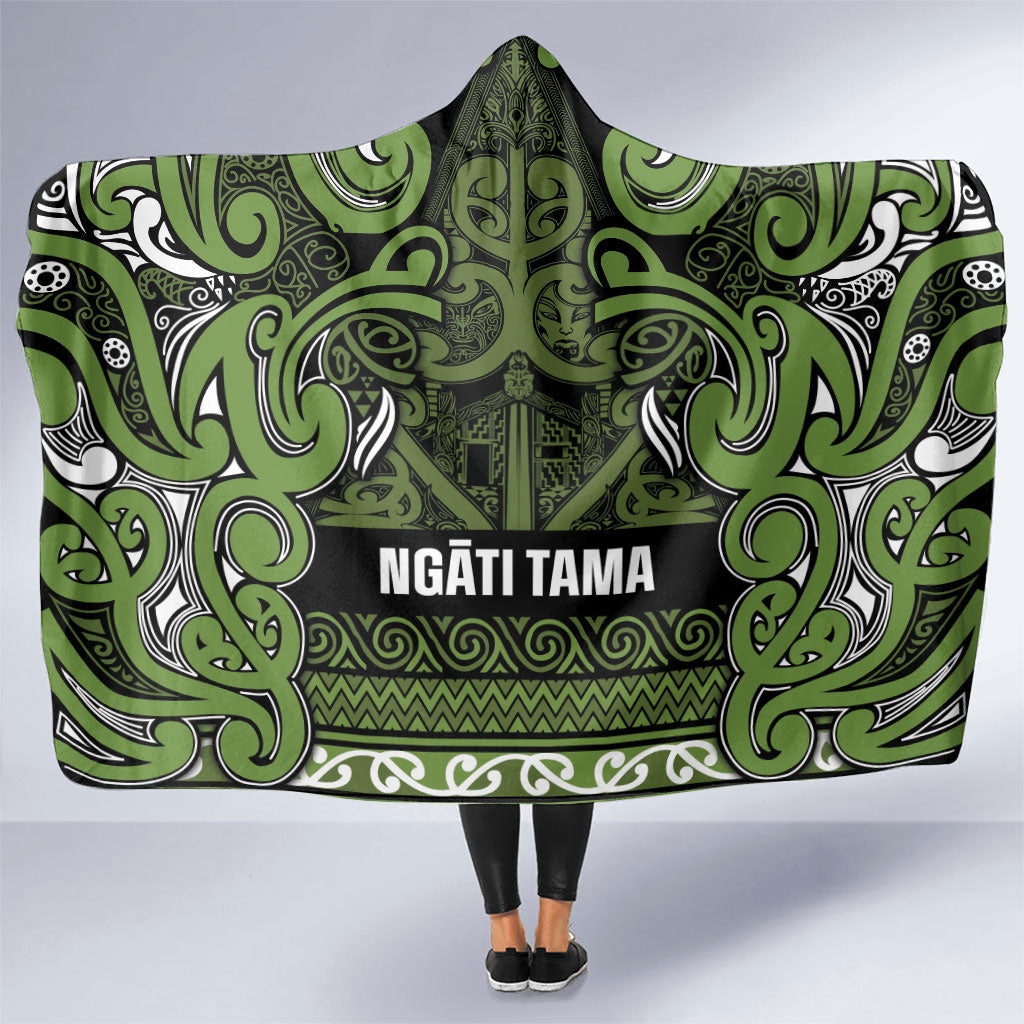 Aotearoa Iwi Ngāti Tama ki Taranaki Trust Hooded Blanket Maori Wharenui House Tribal Pattern LT9 One Size Lime - Polynesian Pride