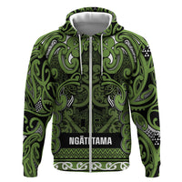Aotearoa Iwi Ngāti Tama ki Taranaki Trust Hoodie Maori Wharenui House Tribal Pattern LT9 Zip Hoodie Lime - Polynesian Pride
