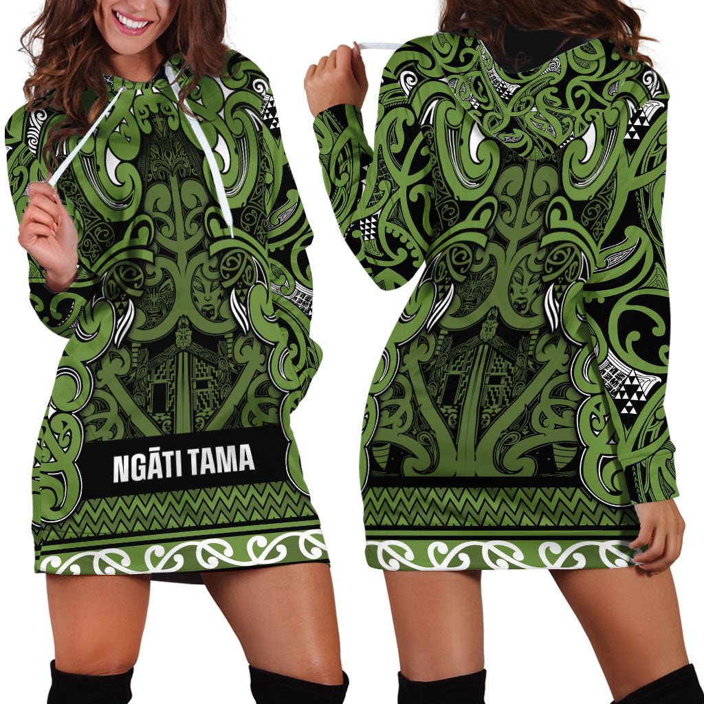 Aotearoa Iwi Ngāti Tama ki Taranaki Trust Hoodie Dress Maori Wharenui House Tribal Pattern LT9 - Polynesian Pride