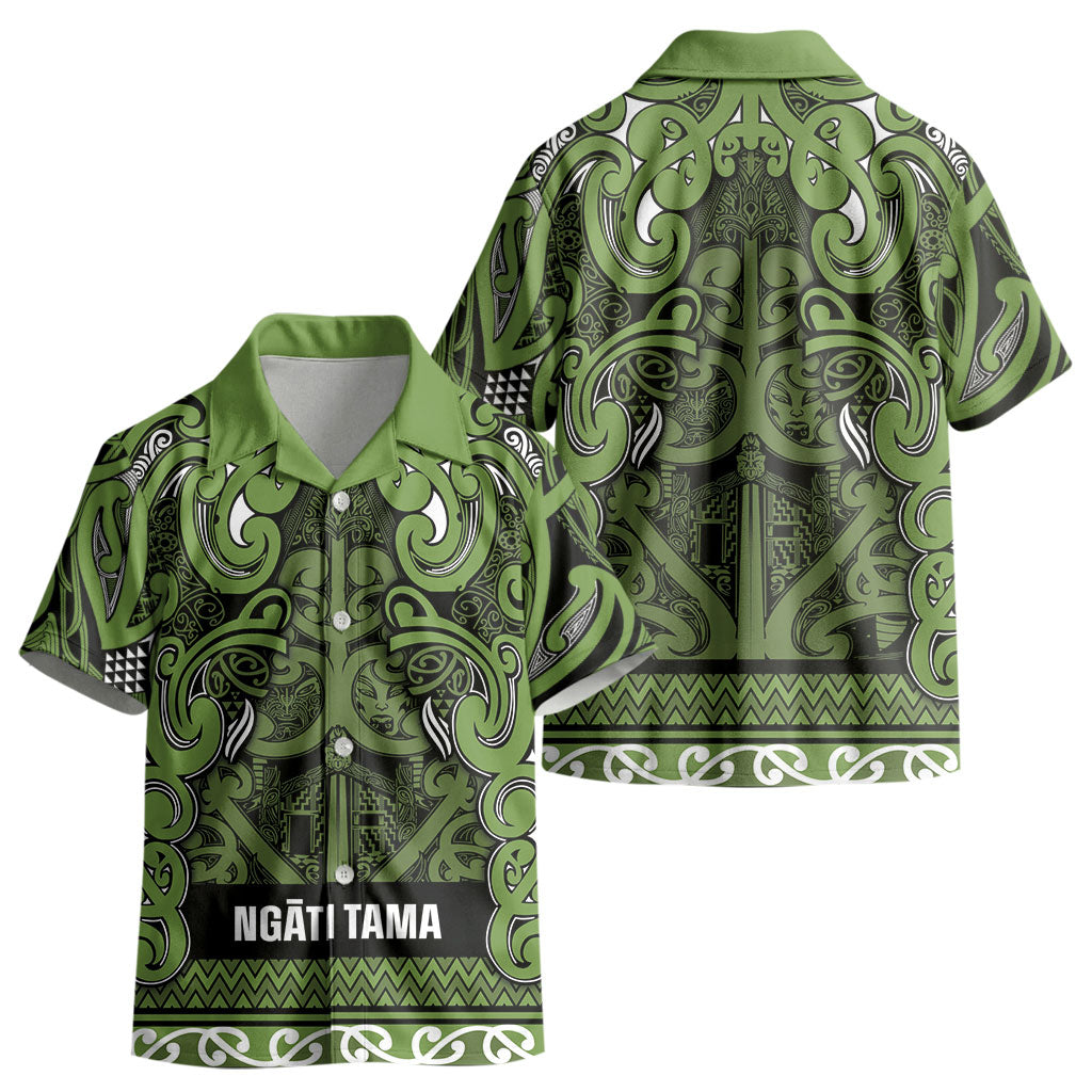 Aotearoa Iwi Ngāti Tama ki Taranaki Trust Kid Hawaiian Shirt Maori Wharenui House Tribal Pattern LT9 - Polynesian Pride