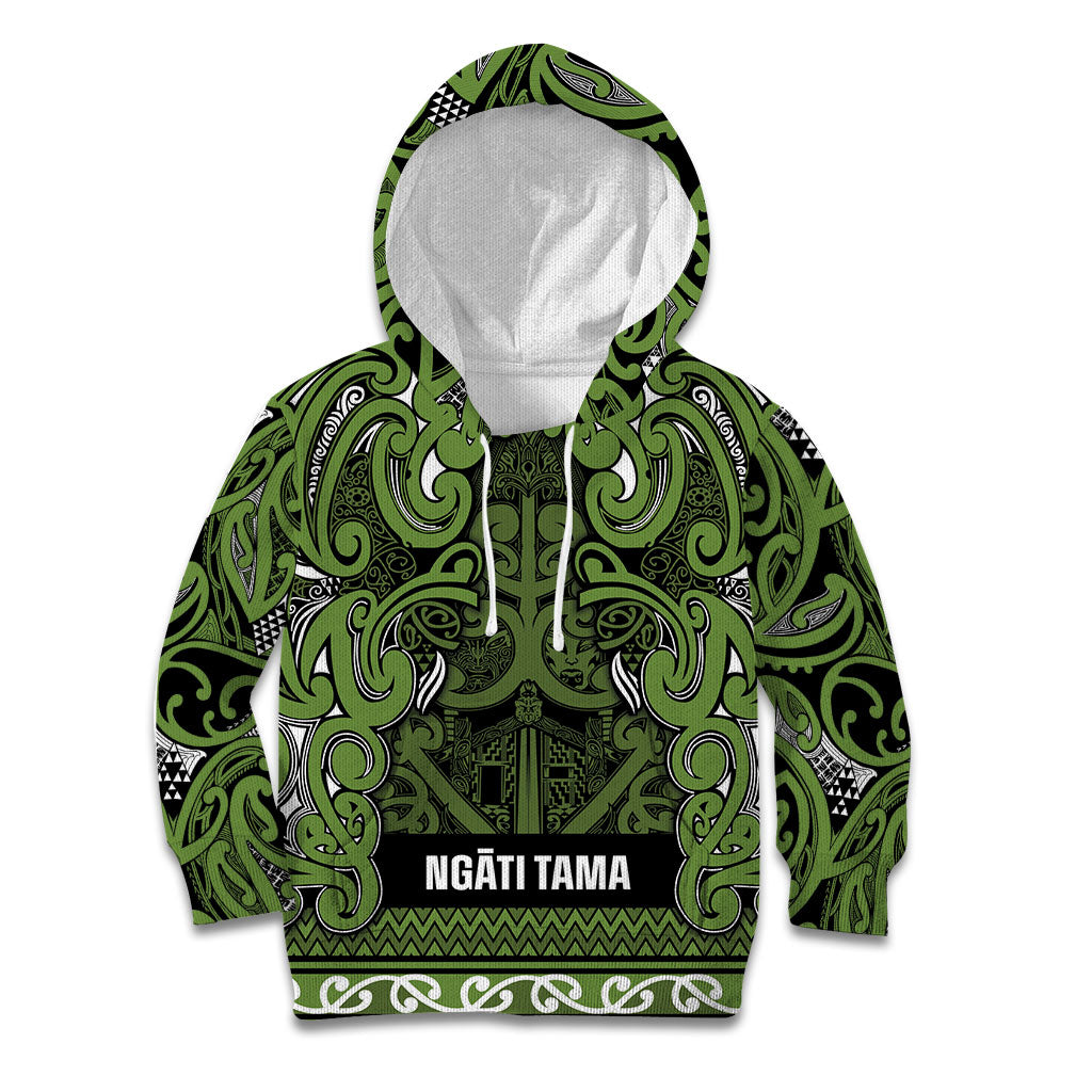 Aotearoa Iwi Ngāti Tama ki Taranaki Trust Kid Hoodie Maori Wharenui House Tribal Pattern LT9 Hoodie Lime - Polynesian Pride