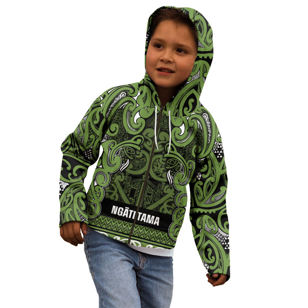 Aotearoa Iwi Ngāti Tama ki Taranaki Trust Kid Hoodie Maori Wharenui House Tribal Pattern LT9 - Polynesian Pride