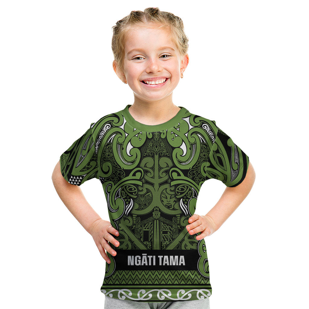 Aotearoa Iwi Ngāti Tama ki Taranaki Trust Kid T Shirt Maori Wharenui House Tribal Pattern