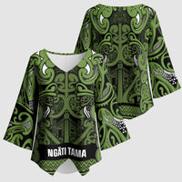 Aotearoa Iwi Ngāti Tama ki Taranaki Trust Kimono Sleeve Blouse Maori Wharenui House Tribal Pattern LT9 - Polynesian Pride