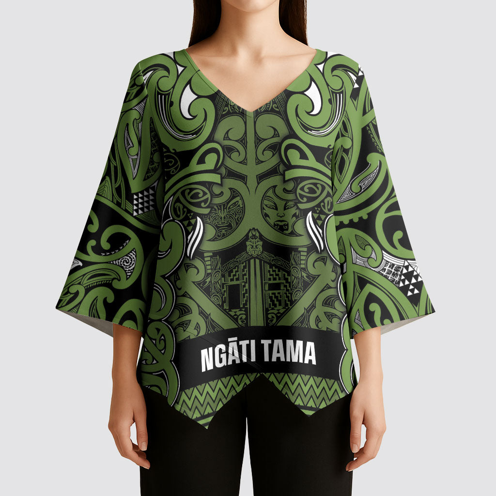 Aotearoa Iwi Ngāti Tama ki Taranaki Trust Kimono Sleeve Blouse Maori Wharenui House Tribal Pattern LT9 - Polynesian Pride