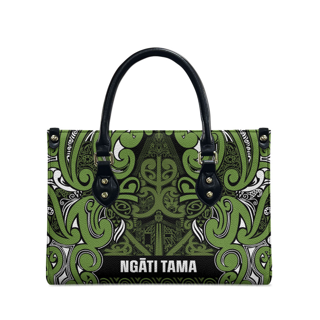 Aotearoa Iwi Ngāti Tama ki Taranaki Trust Leather Bag Maori Wharenui House Tribal Pattern LT9 - Polynesian Pride