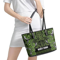 Aotearoa Iwi Ngāti Tama ki Taranaki Trust Leather Tote Bag Maori Wharenui House Tribal Pattern LT9 - Polynesian Pride