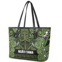 Aotearoa Iwi Ngāti Tama ki Taranaki Trust Leather Tote Bag Maori Wharenui House Tribal Pattern LT9 - Polynesian Pride