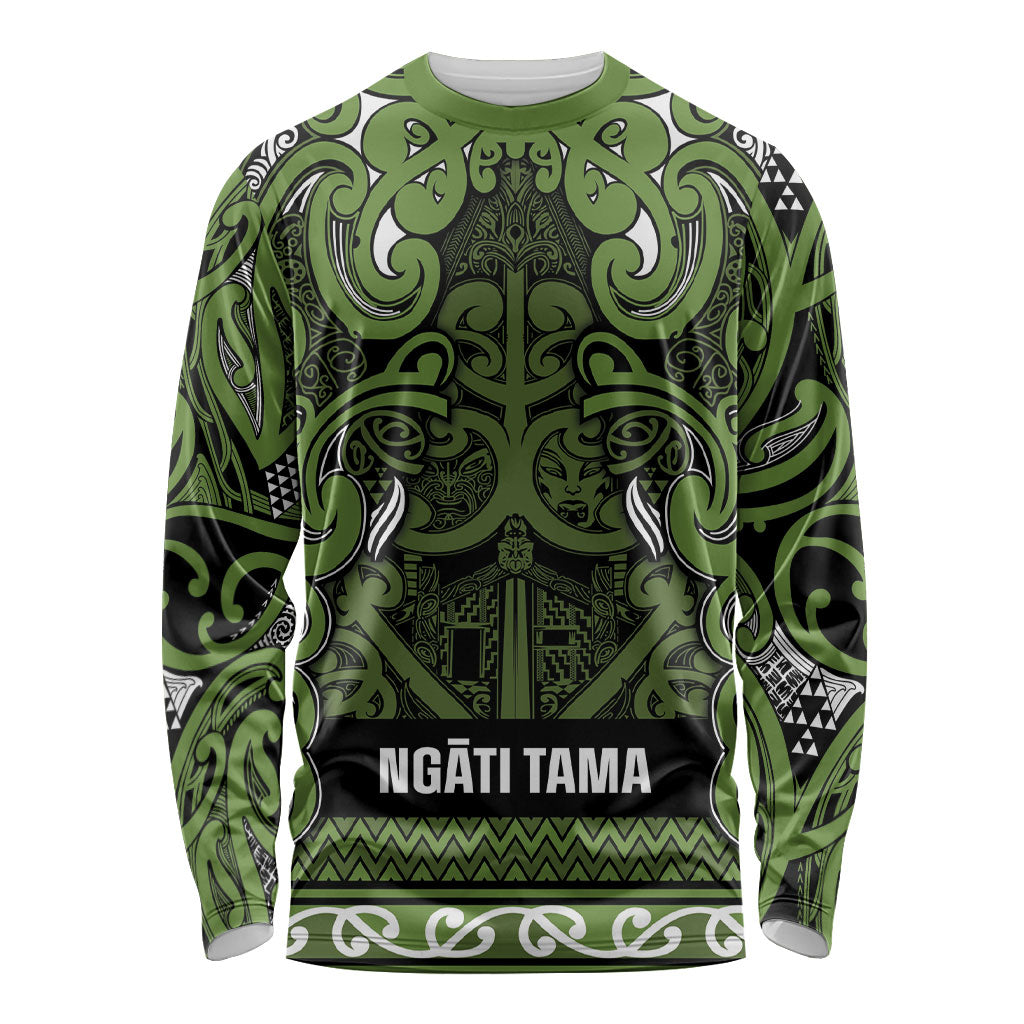 Aotearoa Iwi Ngāti Tama ki Taranaki Trust Long Sleeve Shirt Maori Wharenui House Tribal Pattern LT9 Unisex Lime - Polynesian Pride