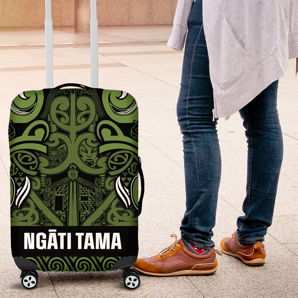 Aotearoa Iwi Ngāti Tama ki Taranaki Trust Luggage Cover Maori Wharenui House Tribal Pattern LT9 Lime - Polynesian Pride