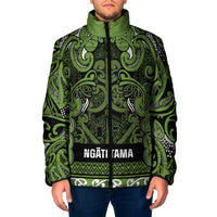 Aotearoa Iwi Ngāti Tama ki Taranaki Trust Padded Jacket Maori Wharenui House Tribal Pattern LT9 Men Lime - Polynesian Pride
