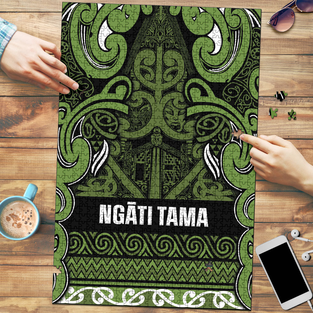 Aotearoa Iwi Ngāti Tama ki Taranaki Trust Puzzle Maori Wharenui House Tribal Pattern LT9 Lime - Polynesian Pride