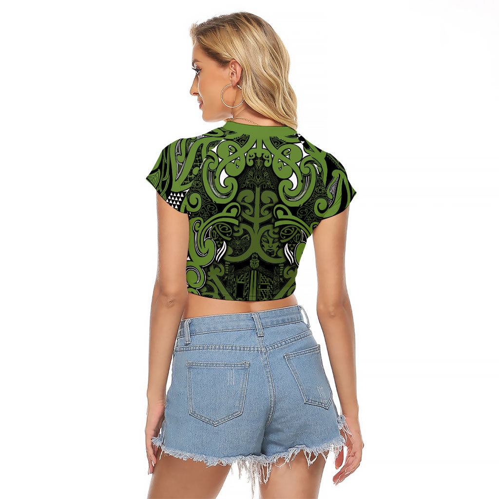 Aotearoa Iwi Ngāti Tama ki Taranaki Trust Raglan Cropped T Shirt Maori Wharenui House Tribal Pattern LT9 - Polynesian Pride