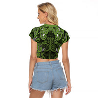Aotearoa Iwi Ngāti Tama ki Taranaki Trust Raglan Cropped T Shirt Maori Wharenui House Tribal Pattern LT9 - Polynesian Pride