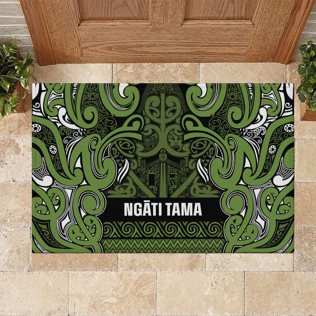Aotearoa Iwi Ngāti Tama ki Taranaki Trust Rubber Doormat Maori Wharenui House Tribal Pattern LT9 Lime - Polynesian Pride