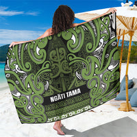 Aotearoa Iwi Ngāti Tama ki Taranaki Trust Sarong Maori Wharenui House Tribal Pattern LT9 One Size 44 x 66 inches Lime - Polynesian Pride