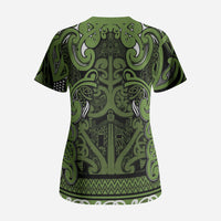 Aotearoa Iwi Ngāti Tama ki Taranaki Trust Scrub Top Maori Wharenui House Tribal Pattern LT9 - Polynesian Pride