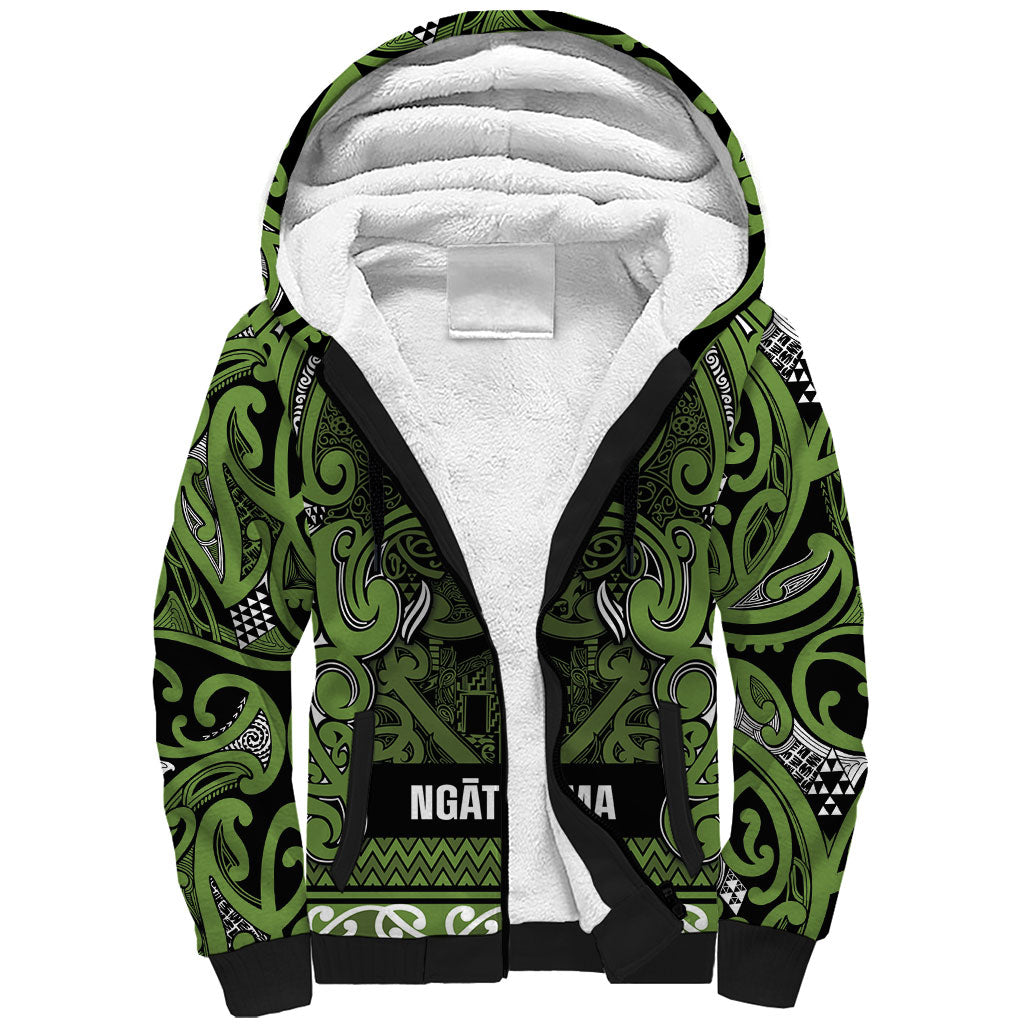 Aotearoa Iwi Ngāti Tama ki Taranaki Trust Sherpa Hoodie Maori Wharenui House Tribal Pattern LT9 Unisex Lime - Polynesian Pride