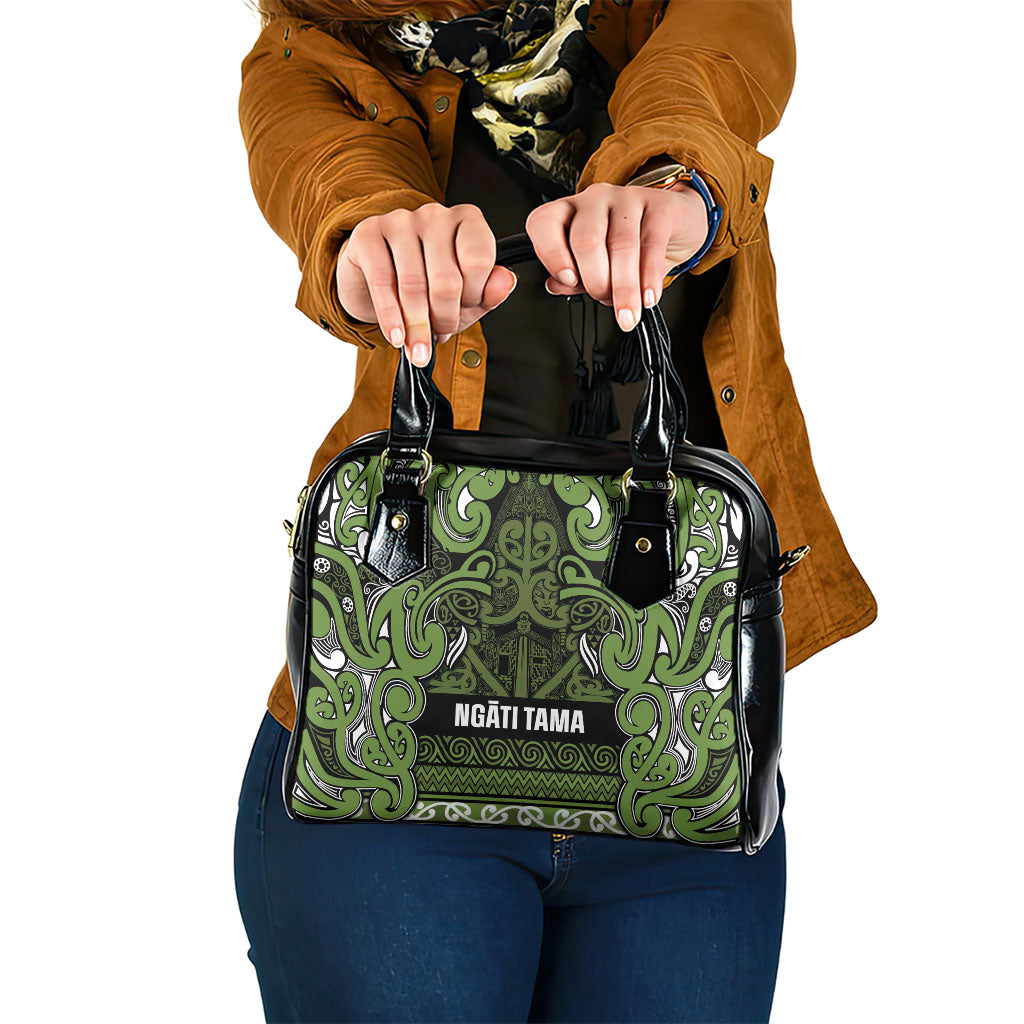 Aotearoa Iwi Ngāti Tama ki Taranaki Trust Shoulder Handbag Maori Wharenui House Tribal Pattern LT9 One Size Lime - Polynesian Pride