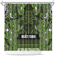 Aotearoa Iwi Ngāti Tama ki Taranaki Trust Shower Curtain Maori Wharenui House Tribal Pattern LT9 Lime - Polynesian Pride