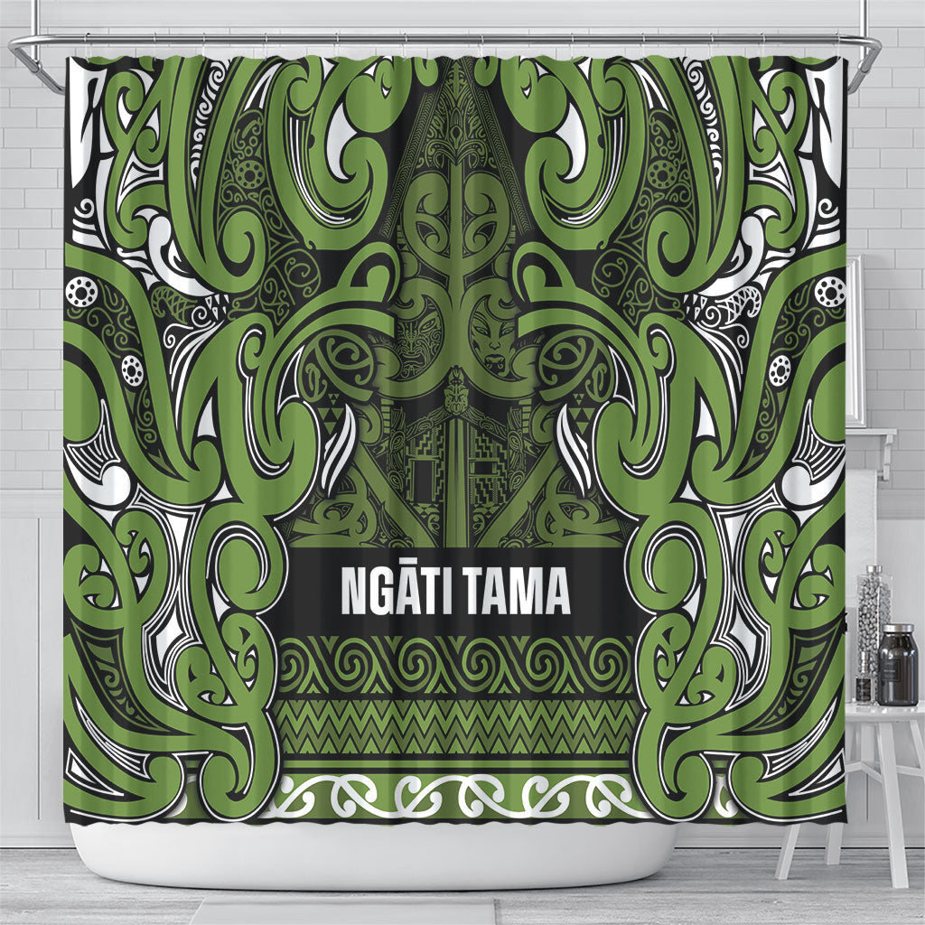 Aotearoa Iwi Ngāti Tama ki Taranaki Trust Shower Curtain Maori Wharenui House Tribal Pattern LT9 - Polynesian Pride