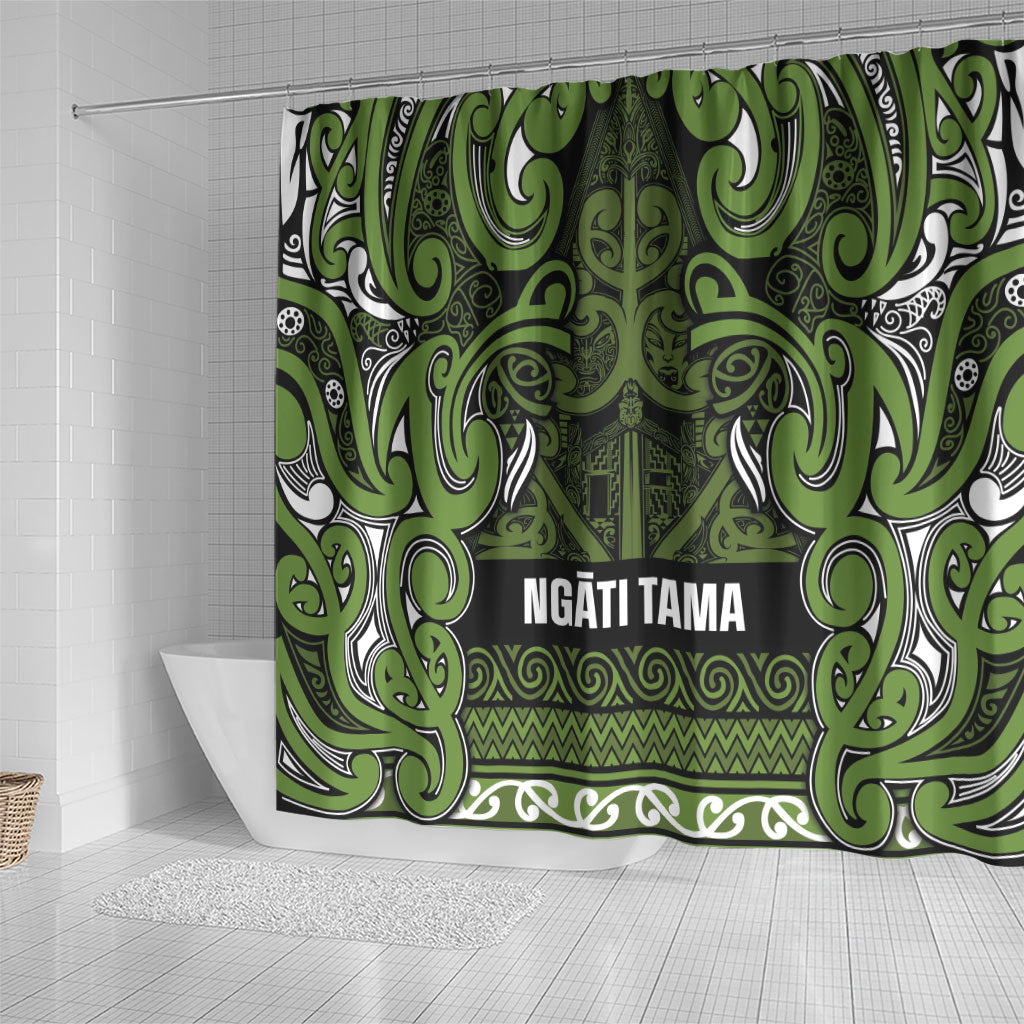 Aotearoa Iwi Ngāti Tama ki Taranaki Trust Shower Curtain Maori Wharenui House Tribal Pattern LT9 - Polynesian Pride