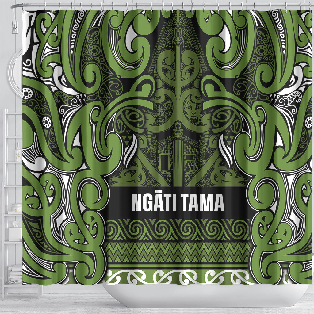 Aotearoa Iwi Ngāti Tama ki Taranaki Trust Shower Curtain Maori Wharenui House Tribal Pattern LT9 - Polynesian Pride