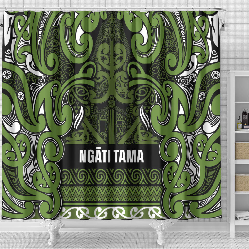 Aotearoa Iwi Ngāti Tama ki Taranaki Trust Shower Curtain Maori Wharenui House Tribal Pattern LT9 - Polynesian Pride