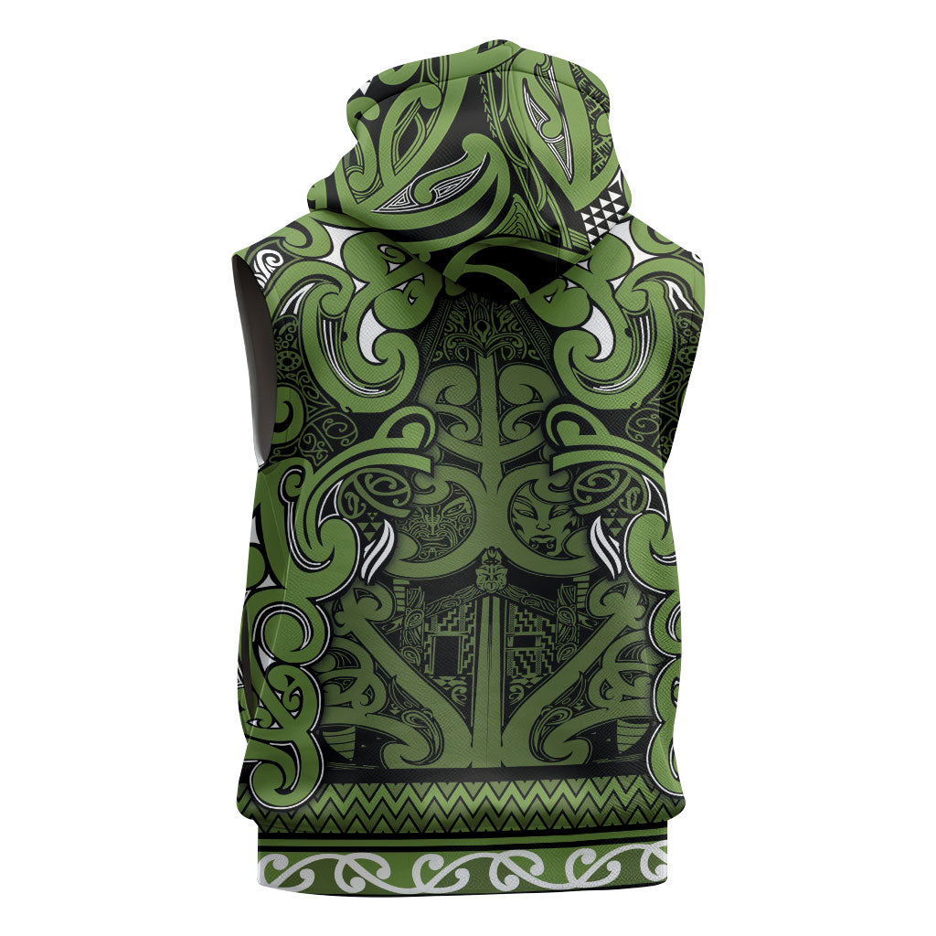 Aotearoa Iwi Ngāti Tama ki Taranaki Trust Sleeveless Hoodie Maori Wharenui House Tribal Pattern LT9 - Polynesian Pride