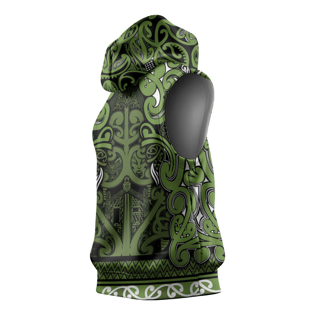Aotearoa Iwi Ngāti Tama ki Taranaki Trust Sleeveless Hoodie Maori Wharenui House Tribal Pattern LT9 - Polynesian Pride