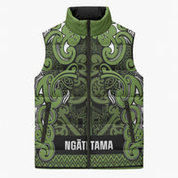 Aotearoa Iwi Ngāti Tama ki Taranaki Trust Sleeveless Puffer Jacket Maori Wharenui House Tribal Pattern LT9 Unisex Lime - Polynesian Pride