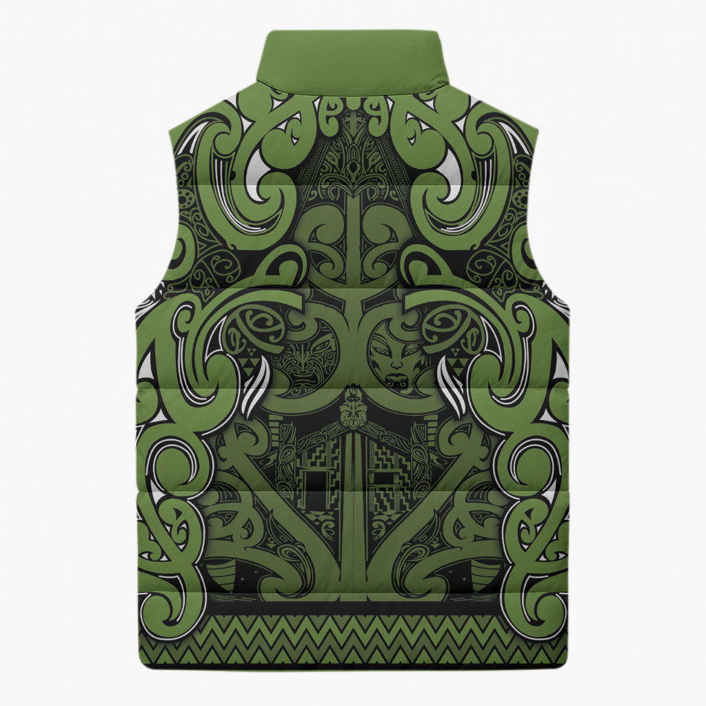 Aotearoa Iwi Ngāti Tama ki Taranaki Trust Sleeveless Puffer Jacket Maori Wharenui House Tribal Pattern LT9 - Polynesian Pride