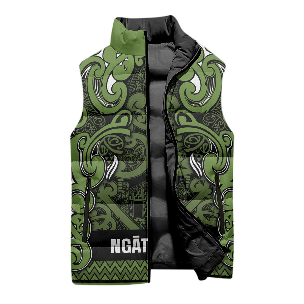 Aotearoa Iwi Ngāti Tama ki Taranaki Trust Sleeveless Puffer Jacket Maori Wharenui House Tribal Pattern LT9 - Polynesian Pride