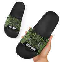 Aotearoa Iwi Ngāti Tama ki Taranaki Trust Slide Sandals Maori Wharenui House Tribal Pattern LT9 - Polynesian Pride