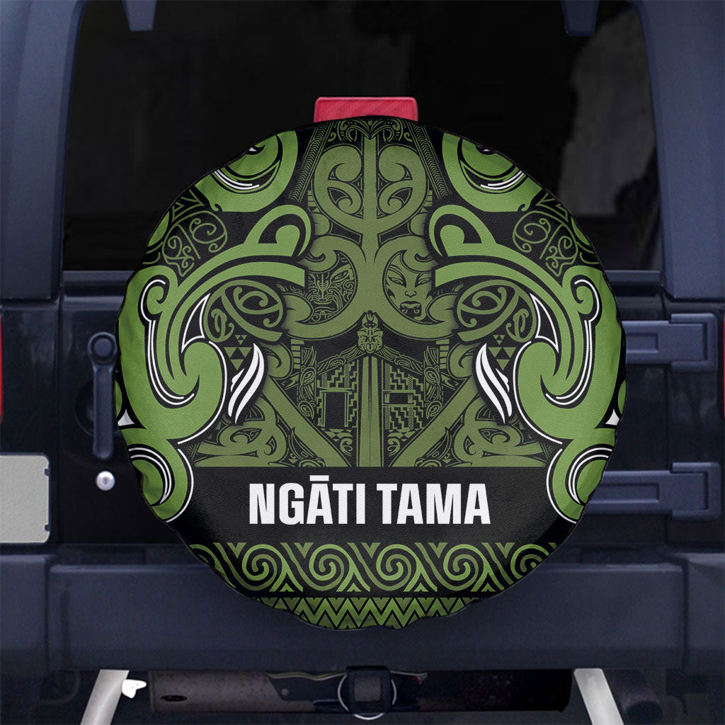 Aotearoa Iwi Ngāti Tama ki Taranaki Trust Spare Tire Cover Maori Wharenui House Tribal Pattern LT9 No hole Lime - Polynesian Pride