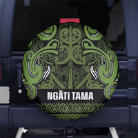 Aotearoa Iwi Ngāti Tama ki Taranaki Trust Spare Tire Cover Maori Wharenui House Tribal Pattern LT9 No hole Lime - Polynesian Pride