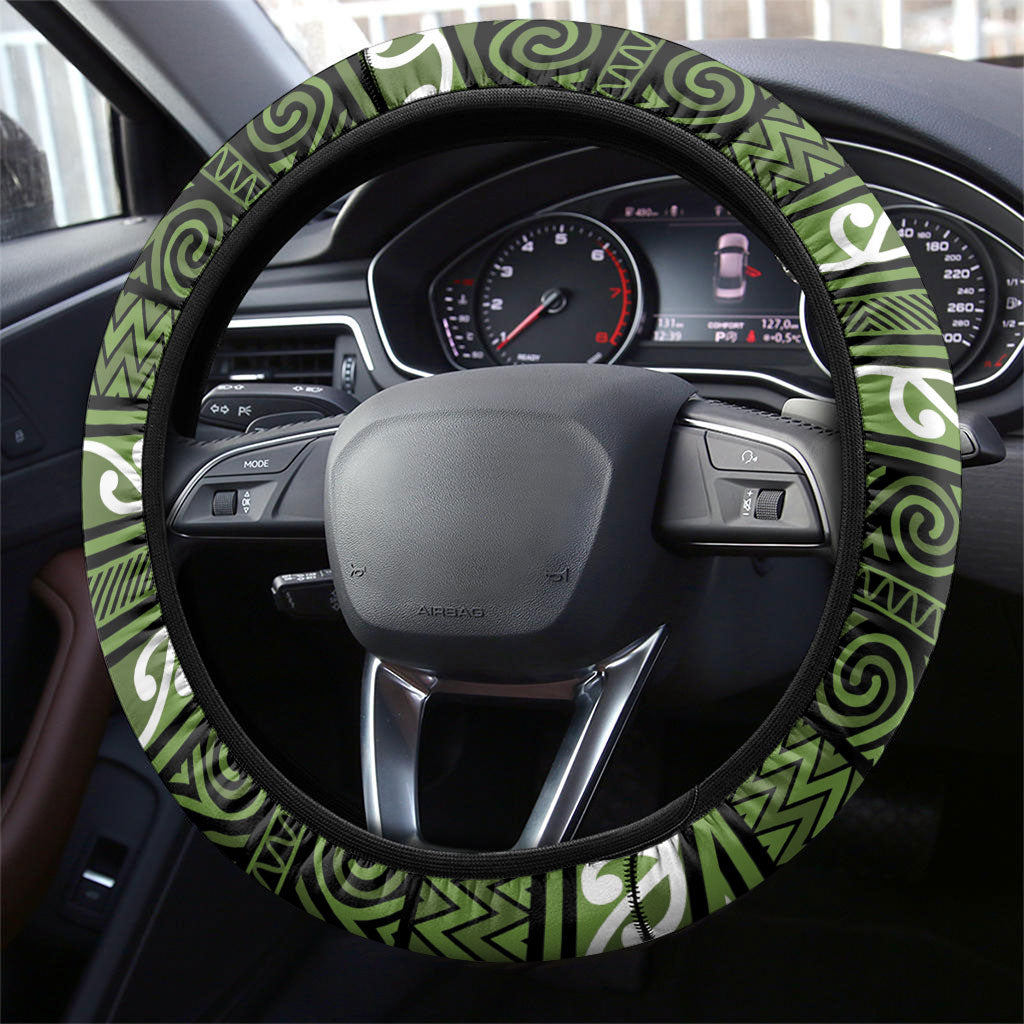 Aotearoa Iwi Ngāti Tama ki Taranaki Trust Steering Wheel Cover Maori Wharenui House Tribal Pattern LT9 - Polynesian Pride