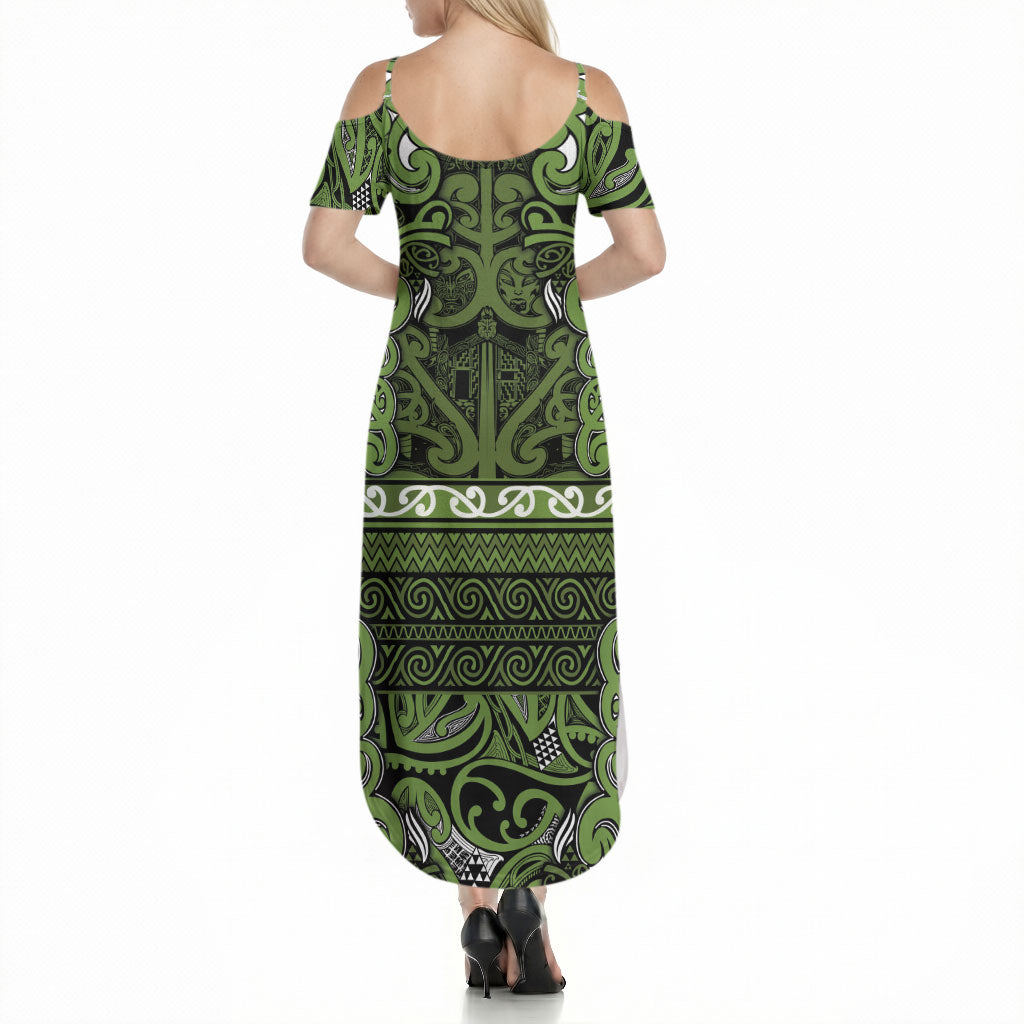 Aotearoa Iwi Ngāti Tama ki Taranaki Trust Summer Maxi Dress Maori Wharenui House Tribal Pattern LT9 - Polynesian Pride