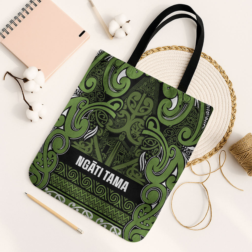 Aotearoa Iwi Ngāti Tama ki Taranaki Trust Tote Bag Maori Wharenui House Tribal Pattern