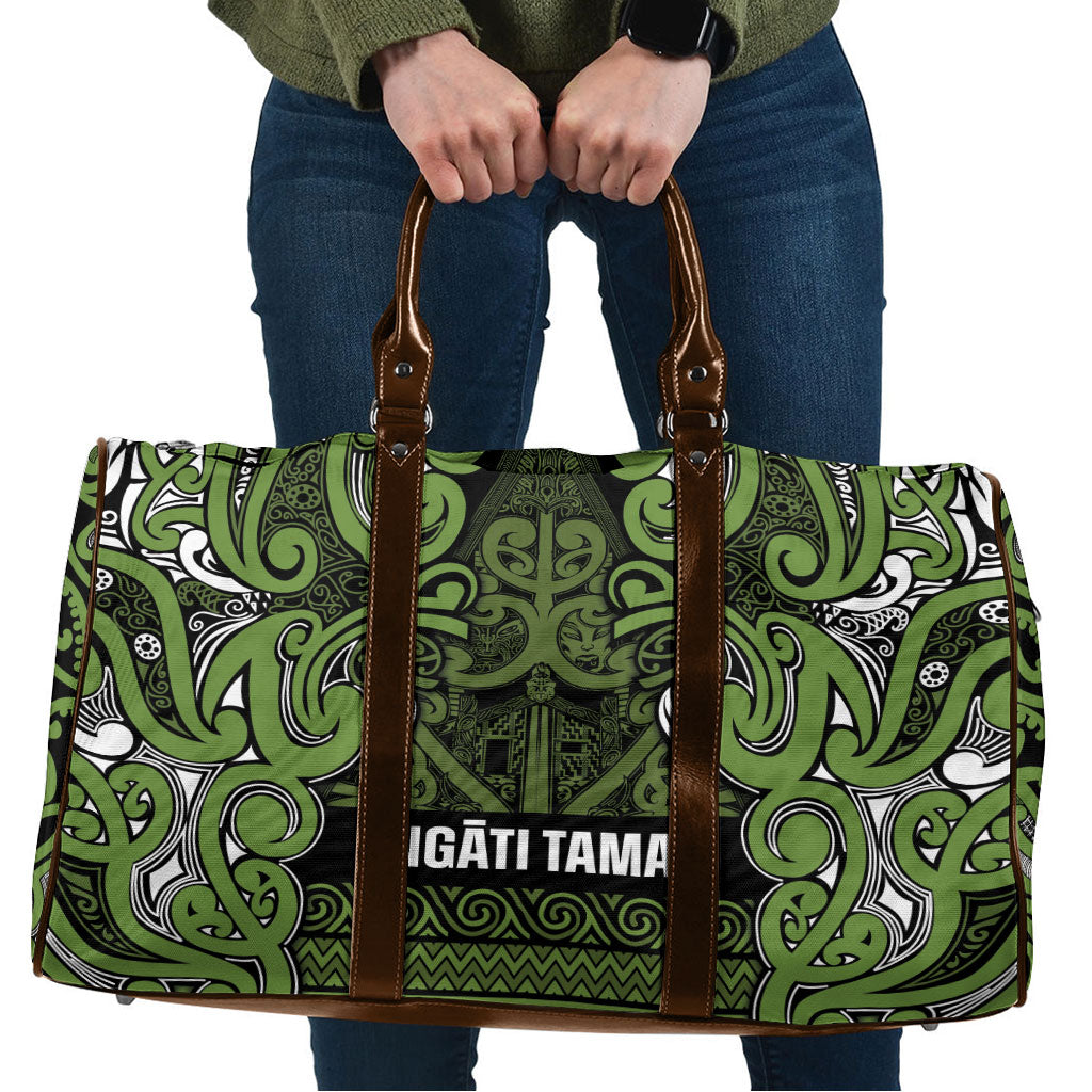Aotearoa Iwi Ngāti Tama ki Taranaki Trust Travel Bag Maori Wharenui House Tribal Pattern LT9 Lime - Polynesian Pride
