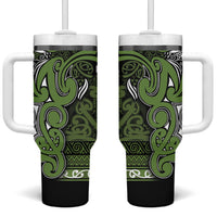 Aotearoa Iwi Ngāti Tama ki Taranaki Trust Tumbler With Handle Maori Wharenui House Tribal Pattern LT9 One Size: 40 oz Lime - Polynesian Pride