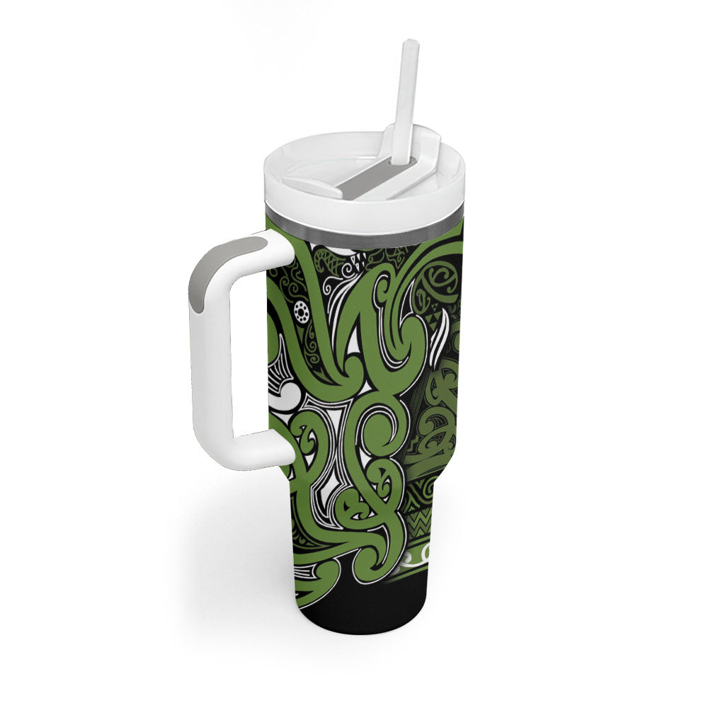 Aotearoa Iwi Ngāti Tama ki Taranaki Trust Tumbler With Handle Maori Wharenui House Tribal Pattern LT9 - Polynesian Pride