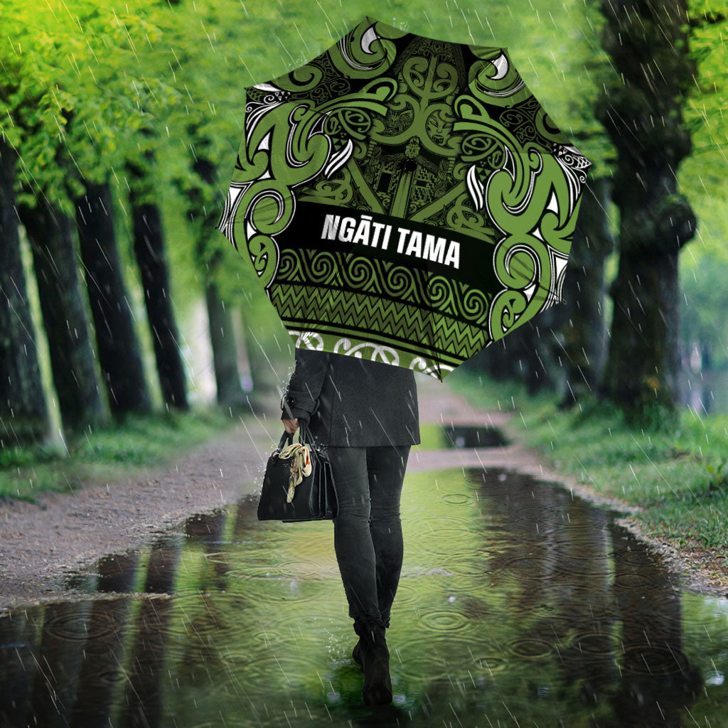 Aotearoa Iwi Ngāti Tama ki Taranaki Trust Umbrella Maori Wharenui House Tribal Pattern LT9 - Polynesian Pride