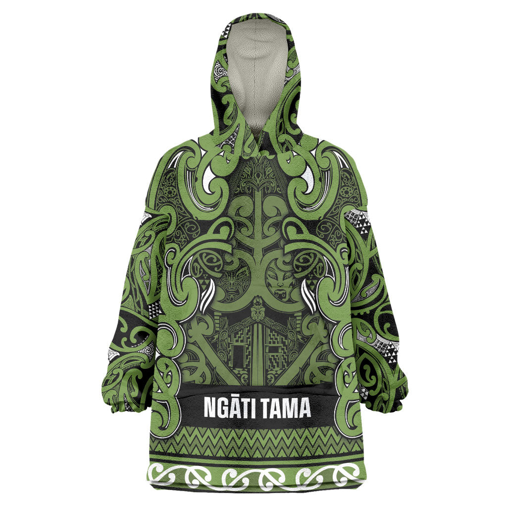 Aotearoa Iwi Ngāti Tama ki Taranaki Trust Wearable Blanket Hoodie Maori Wharenui House Tribal Pattern LT9 One Size Lime - Polynesian Pride