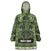 Aotearoa Iwi Ngāti Tama ki Taranaki Trust Wearable Blanket Hoodie Maori Wharenui House Tribal Pattern LT9 One Size Lime - Polynesian Pride