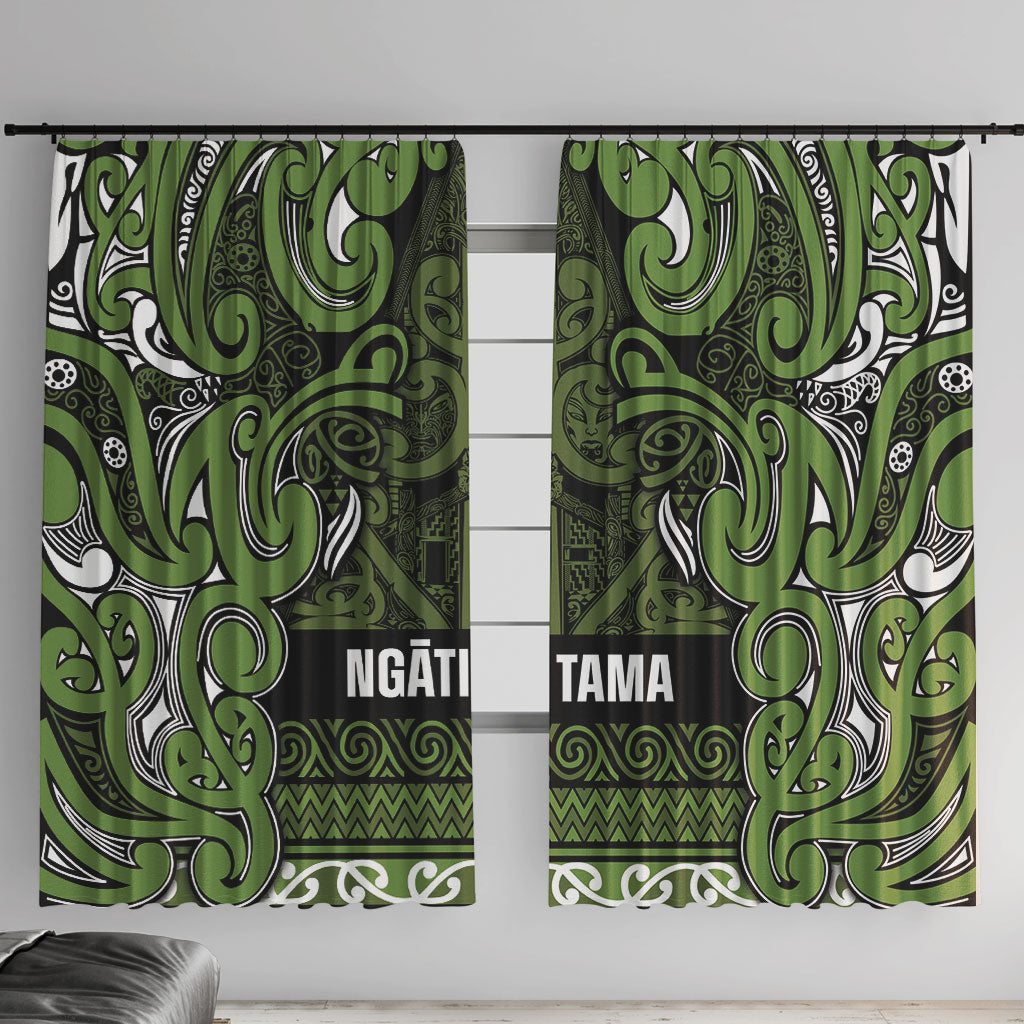 Aotearoa Iwi Ngāti Tama ki Taranaki Trust Window Curtain Maori Wharenui House Tribal Pattern LT9 With Hooks Lime - Polynesian Pride