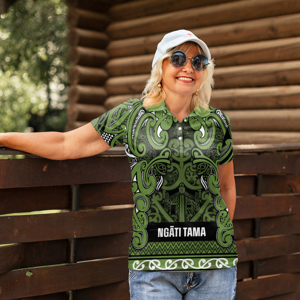 Aotearoa Iwi Ngāti Tama ki Taranaki Trust Women Polo Shirt Maori Wharenui House Tribal Pattern LT9 - Polynesian Pride