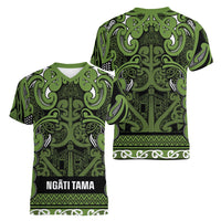 Aotearoa Iwi Ngāti Tama ki Taranaki Trust Women V-Neck T-Shirt Maori Wharenui House Tribal Pattern LT9 - Polynesian Pride